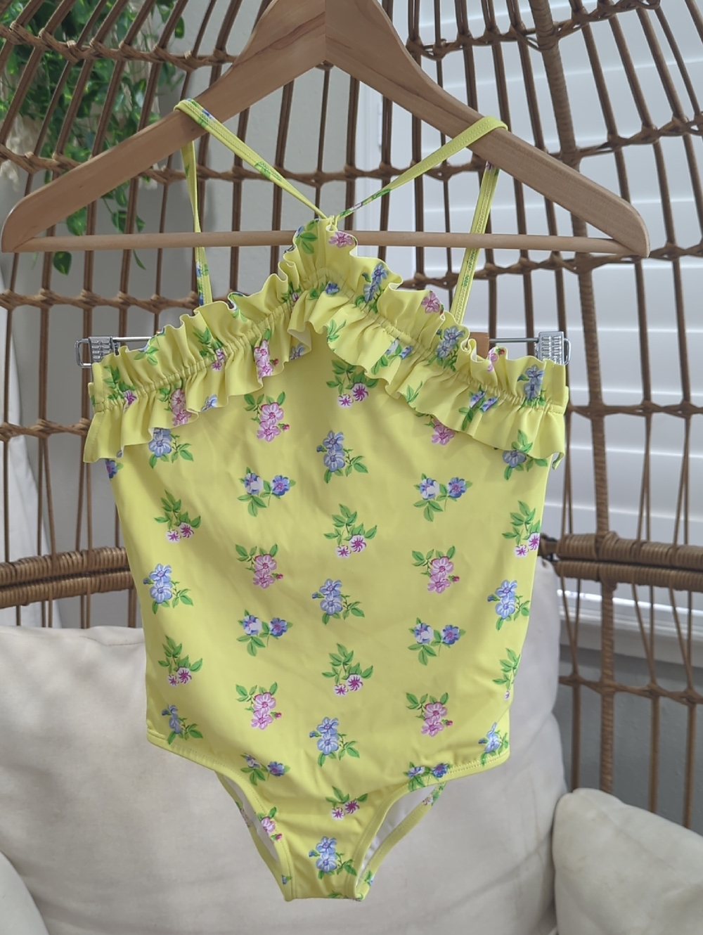 Janie and Jack Yellow Floral Kids Swim One Piece